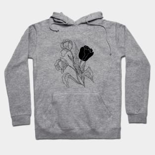 White tulips/Black tulip Hoodie